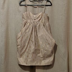 Gold polka dot brocade dress with pockets